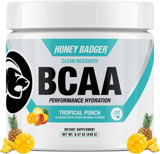 & BCAA For Mix, Vegan, Tropical EAA Powder, 30 Acids Honey Recovery Servings Amino Drink Muscle Women, Free Workout L-Glutamine Electrolytes Post BCAAs Badger Men Sugar Hydration + Keto, Punch, with &