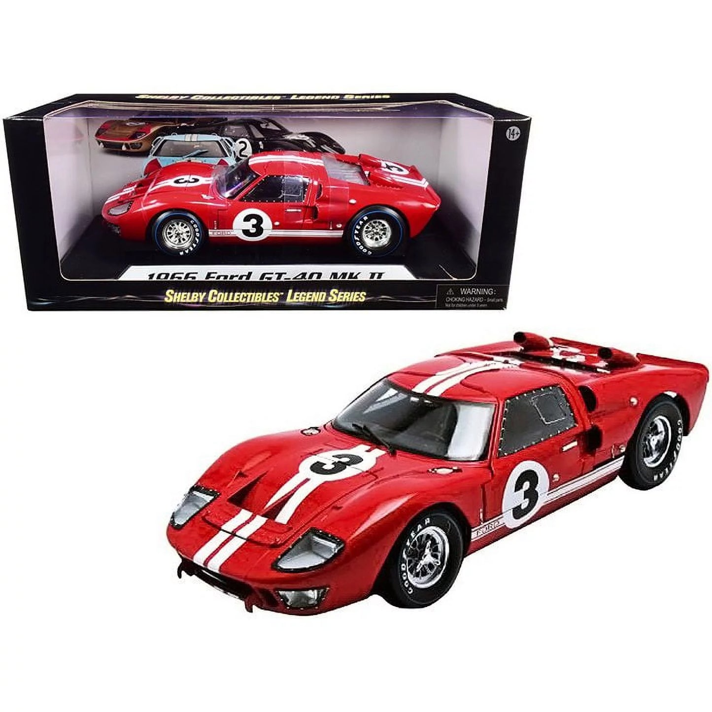 #5 Stripes White MK Collectibles Shelby Le GT-40 Mans Red II 1966 Diecast design Ford Car 1/18 by with